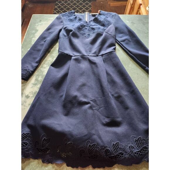 Ted Baker Emey Fit & Flare Dress in Navy sz 1 (US 4) - Picture 2 of 5
